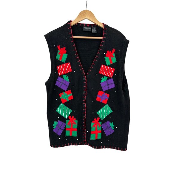 In Resource Woman Tops - Vintage In Resource Woman Sweater Vest Christmas‎ Size 1X Gifts Present Ugly
